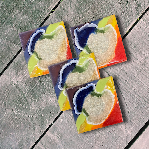 KB-643 Coasters Set of 4 Rainbow $45 at Hunter Wolff Gallery