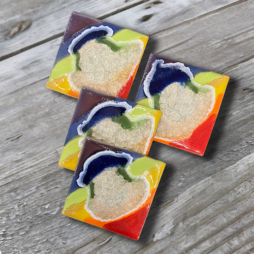 KB-643 Coasters Set of 4 Rainbow $45 at Hunter Wolff Gallery