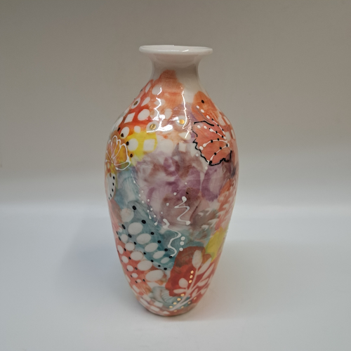 Click to view detail for CP-006 Vase - Abstract Porcelain/Gold Luster $350