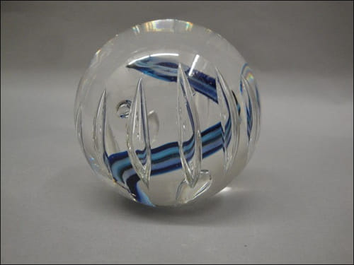 DB-122 Round Paperweight, Blue Swirl at Hunter Wolff Gallery