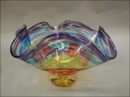 DB-204 Small Bowl, Rainbow, Fluted Rim at Hunter Wolff Gallery