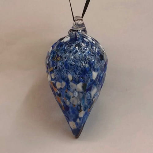 DB-323 Ornament,Optic - blue with white teardrop at Hunter Wolff Gallery