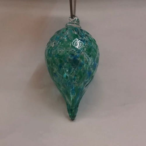 DB-325 Ornament, Optic - teal teardrop at Hunter Wolff Gallery