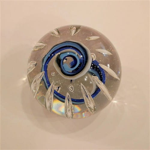 DB-437 Paperweight Blue Bubble Globe 3.5 $125 at Hunter Wolff Gallery