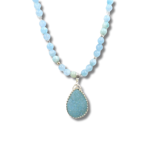 Click to view detail for DKC-2065 Pendant, Blue Druzy $198
