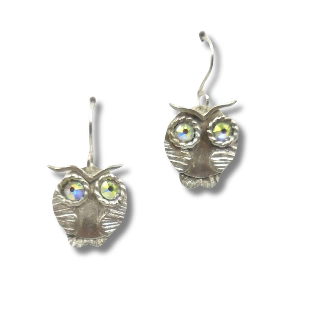 Click to view detail for DKC-2071 Earrings, Owls, Swarovski Crystals Eyes $86