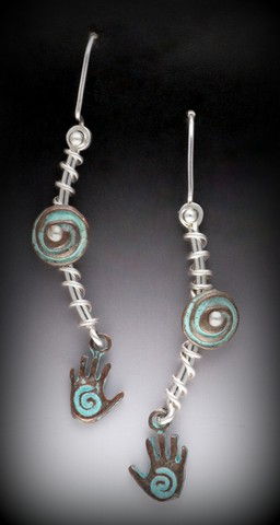 MB-E279C Earrings  Hearts & Hands Tied  at Hunter Wolff Gallery