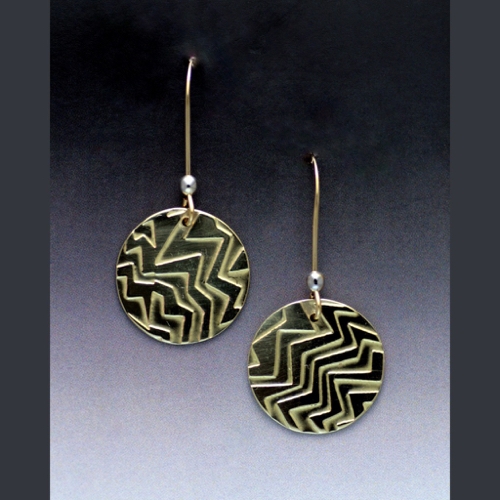 Click to view detail for MB-E402 Earrings, Brass Disks $40