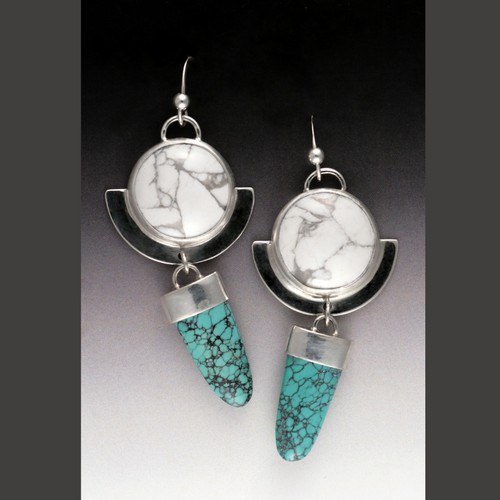 Click to view detail for MB-E428E Earrings, Turquoise Moon $598