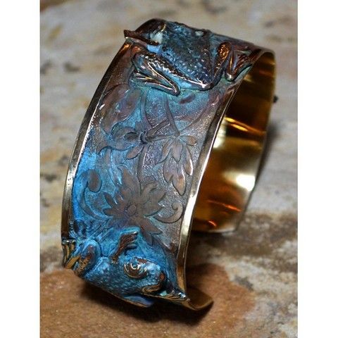 EC-001 Cuff Bracelet with Tree Frog Motif $94 at Hunter Wolff Gallery