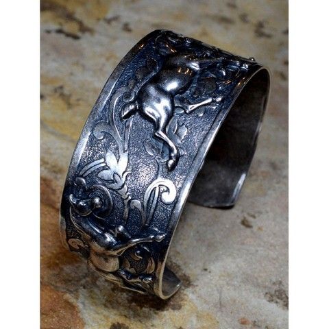 EC-005 Cuff Bracelet Equestrian Classic Running Horse at Hunter Wolff Gallery