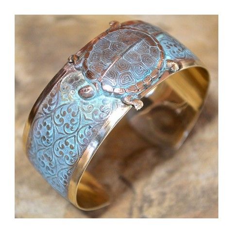 EC-011 Cuff Bracelet Sea Turtle $96 at Hunter Wolff Gallery