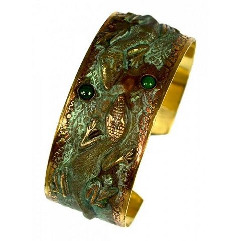 EC-015 Cuff Bracelet Brass Lizards – Malachite $122 at Hunter Wolff Gallery