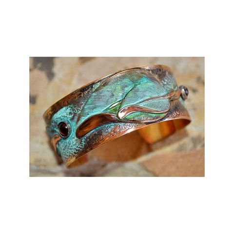 Click to view detail for EC-016 Cuff Bracelet Brass Contemporary Leaves – Garnet $110