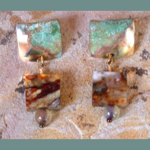 Click to view detail for EC-062 Earrings Classic Domed Square with Jade $72