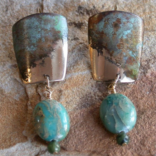 Click to view detail for EC-174 Earrings Tapered Barrel Aqua Jasper $112