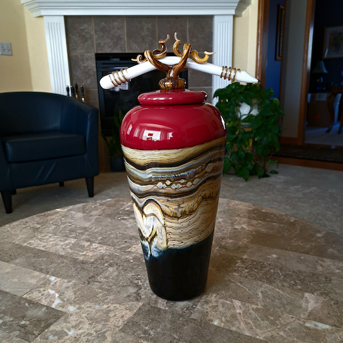 GBG-001 Jar, Lidded Ruby $1915 at Hunter Wolff Gallery