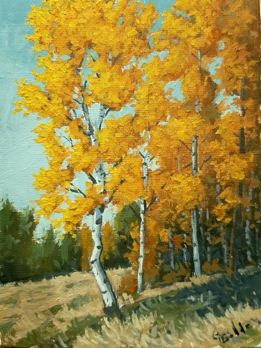Golden Hillside 7x5 $230 at Hunter Wolff Gallery