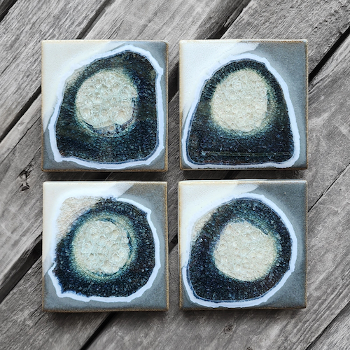 Click to view detail for KB-724 Coasters Set of 4 Grey & White $45