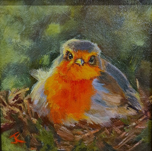 Her Hidden Nest 6x6 $290 at Hunter Wolff Gallery