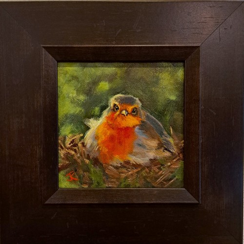 Her Hidden Nest 6x6 $290 at Hunter Wolff Gallery