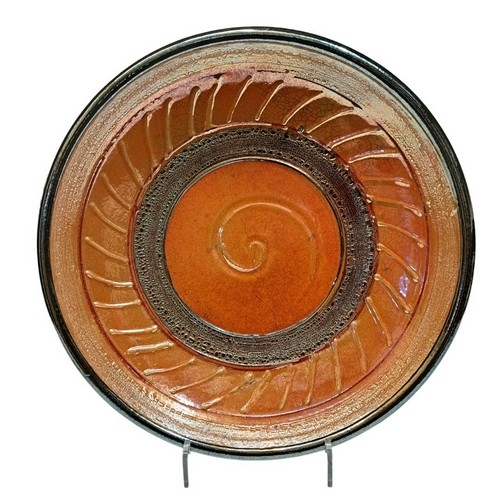 #221282 Raku Glitter Glaze Platter 14X14 $95 at Hunter Wolff Gallery