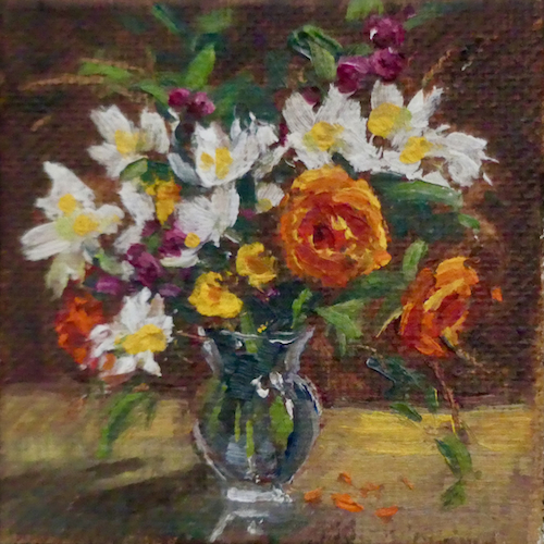 Itty Bitty Bouquet 3x3 $125 at Hunter Wolff Gallery