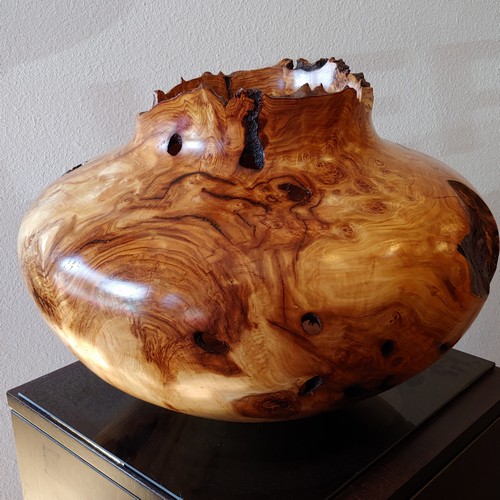 JW-186 Aspen Burl Hollowed Vessel $1400 at Hunter Wolff Gallery