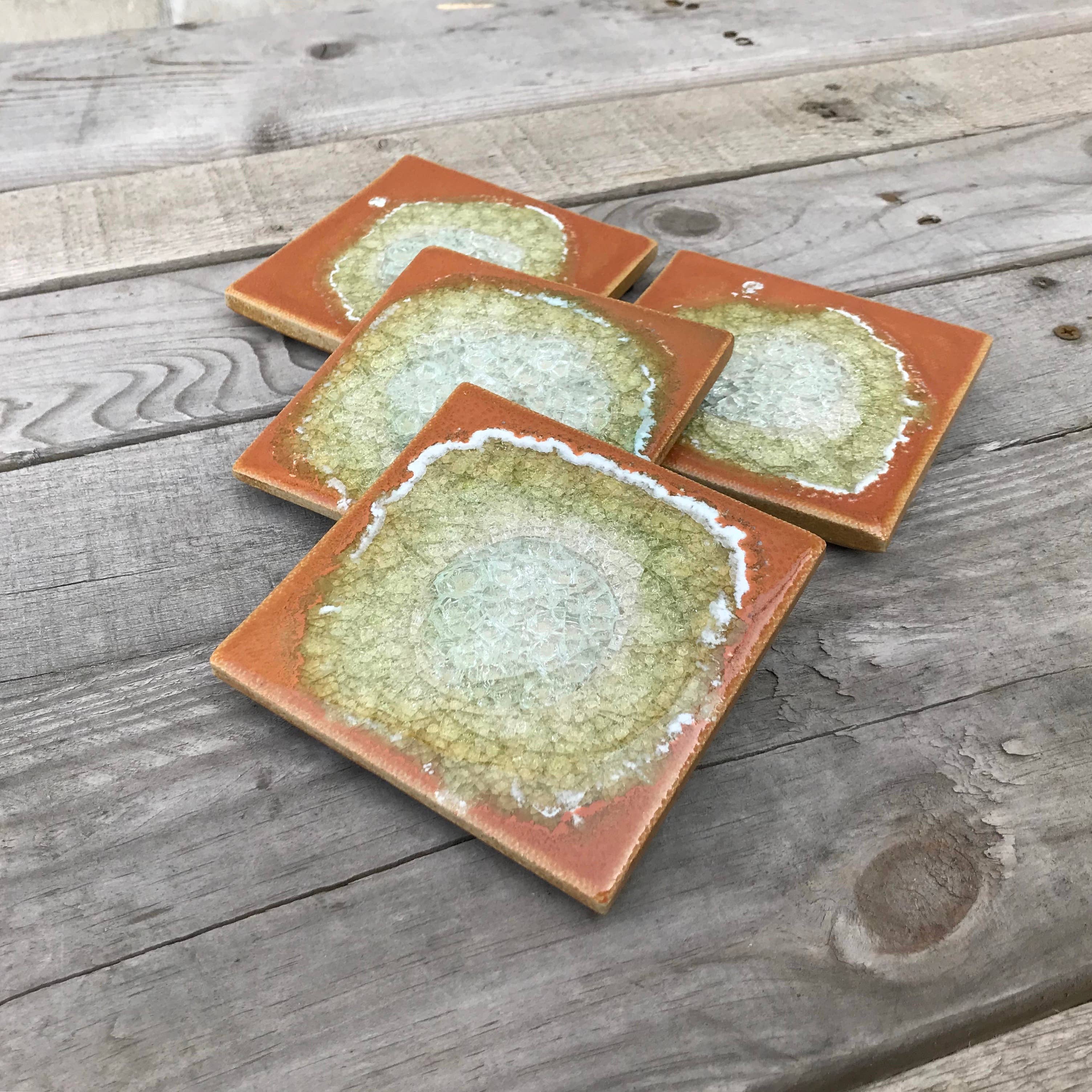 KB-543 Coaster Set - Pumpkin $42 at Hunter Wolff Gallery