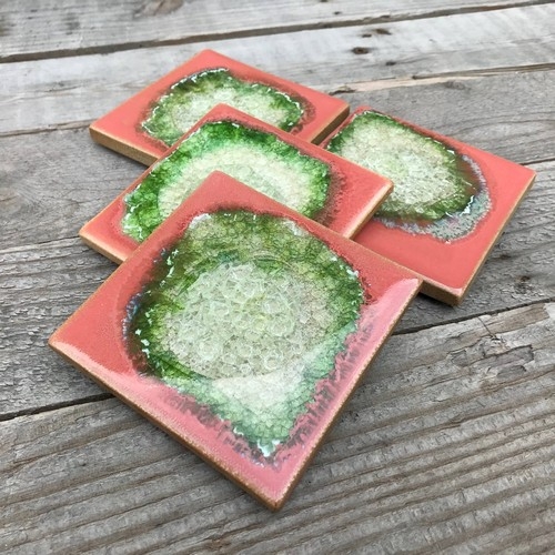 KB-547 Coasters Set - Rose Garden $45 at Hunter Wolff Gallery