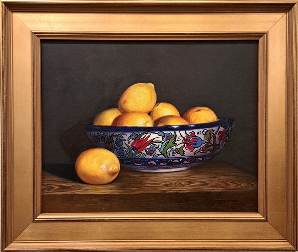 Lemons and Turkish Tulip Bowl 16x20 $1400 at Hunter Wolff Gallery