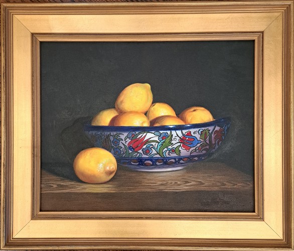 Lemons and Turkish Tulip Bowl 16x20 $1400 at Hunter Wolff Gallery