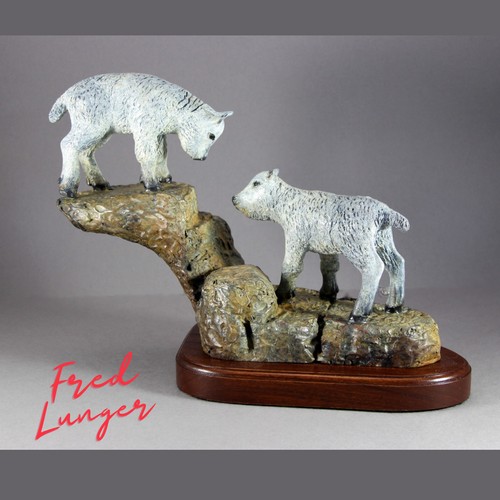 FL119 Baby Mountain Goats 15x11x7 $2850 at Hunter Wolff Gallery