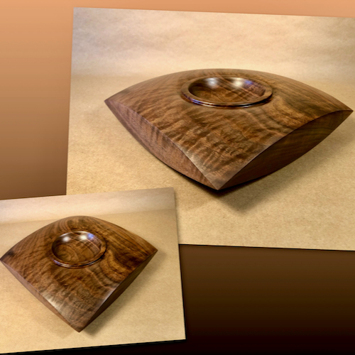 Click to view detail for MH074 Vessel, Shallow Round in Square, Walnut $150