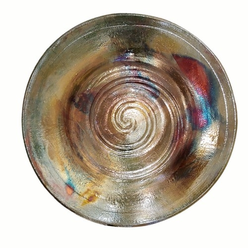 MW-359 Raku Platter Green/Teal/Copper $400 at Hunter Wolff Gallery