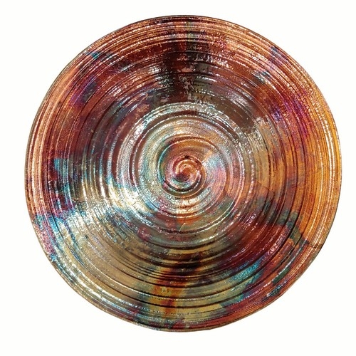MW-360 Raku Platter Copper/Teal $400 at Hunter Wolff Gallery