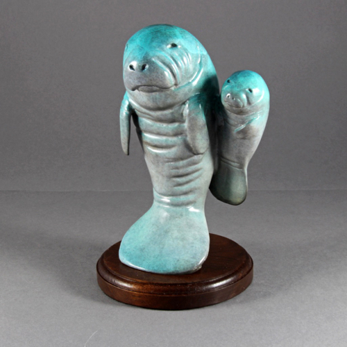 Click to view detail for FL111 Manatee Mamma and Baby 8x5.5x5 $1150