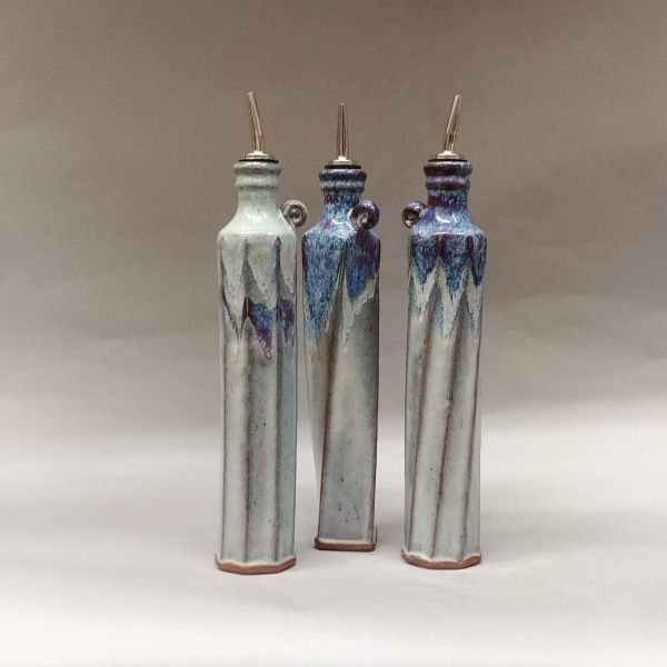 Oil Cruet - Blue with Red Accents at Hunter Wolff Gallery
