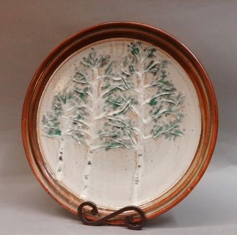 Platter, Round 15.5 Aspen Tree Motif at Hunter Wolff Gallery