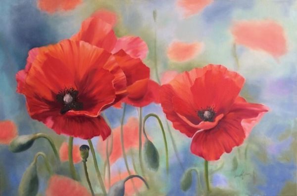Poppy Time 24x36 $2300 at Hunter Wolff Gallery