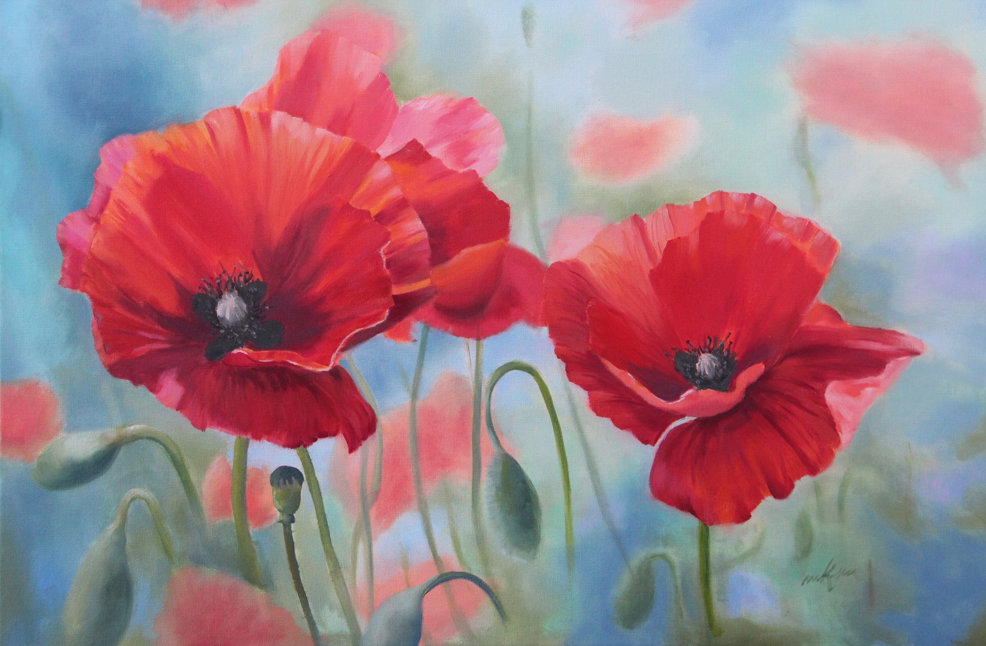 Click to view detail for Poppy Time 24x36 $2600