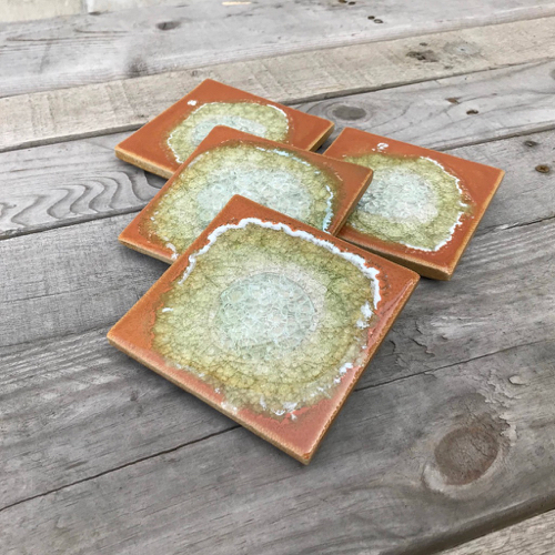Click to view detail for KB-576  Coasters Set of 4 Pumpkin $45