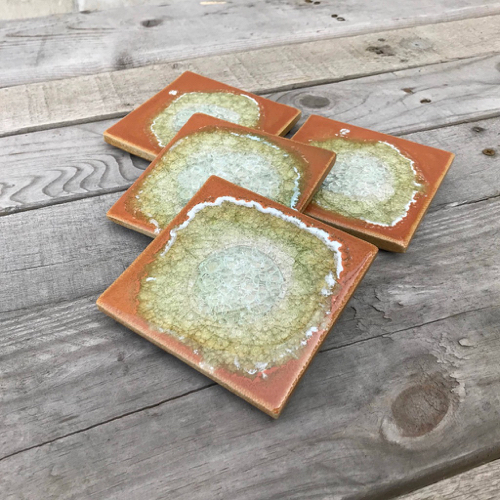 KB-576  Coasters Set of 4 Pumpkin $45 at Hunter Wolff Gallery