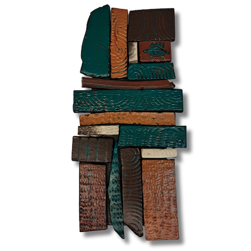Click to view detail for RC-030 Ceramic Wall Sculpture Shards with Fish$140