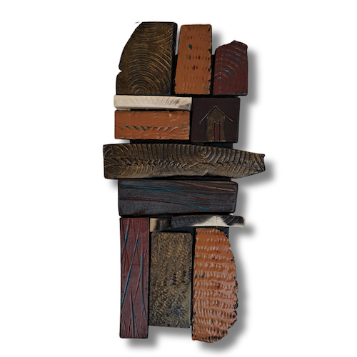Click to view detail for RC-032 Ceramic Wall Sculpture Shards with House $140