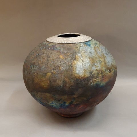 Raku Vase, Matt Glaze 12x12 at Hunter Wolff Gallery