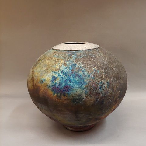 Raku Vase, Matt Glaze 12x12 at Hunter Wolff Gallery