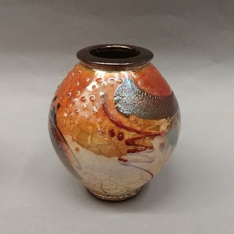 Click to view detail for Raku Vase 6.5T