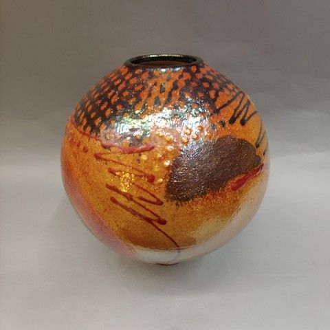 Raku Vase, 3x Fired at Hunter Wolff Gallery