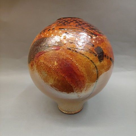 Raku Vase, 3x Fired at Hunter Wolff Gallery